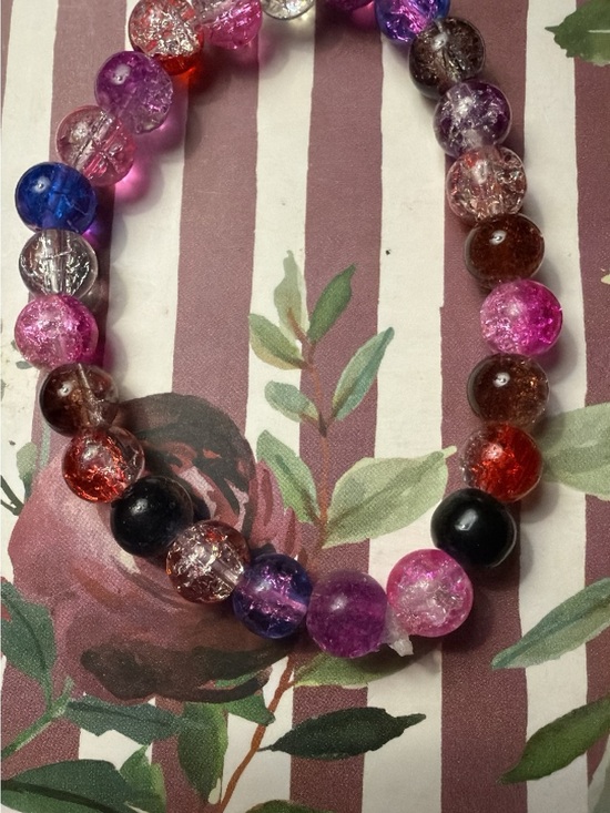 Daytripper Jewelry - Multicolor Crackle Bead Stretch Bracelet - Pink, Purple, Blue, Red, Handmade
